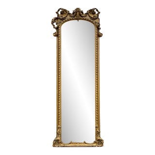 Large Antique Carved Wooden Pier Mirror For Sale