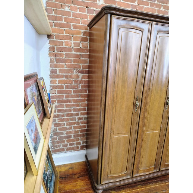 Japanese Luxury Vintage Japanese Wardrobe Cabinet – Mirrored Interior, Modular Shelves, and Original Hardware For Sale - Image 3 of 16