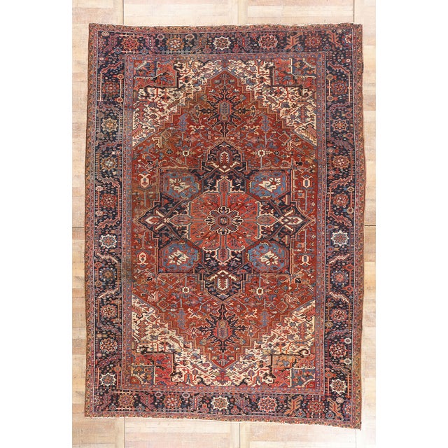 Antique Persian Heriz Rug, 09'10 X 13'10 For Sale - Image 10 of 10