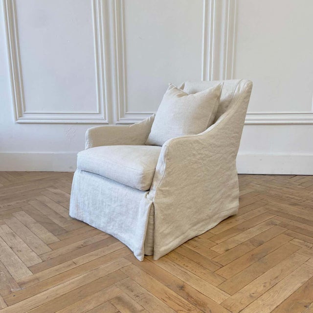 Mid-Century Modern Lucy Slip Cover Swivel Chair For Sale - Image 3 of 6