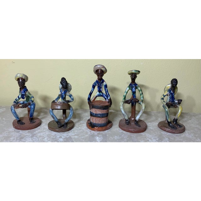 Late 20th Century Caribbean Musical Group Ceramic Figurines - Set of 5, Made in Antigua For Sale - Image 12 of 12