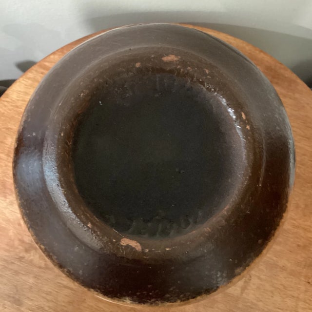 Oxblood Red Vintage Folk Art Ceramic Terracotta Engraved With Decorative Flowers Pitcher/Jug For Sale - Image 8 of 12