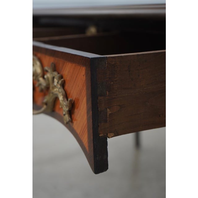 Vintage 19th Century Louis XV Style Walnut Beaureauplate Partner Writing Desk For Sale - Image 4 of 17