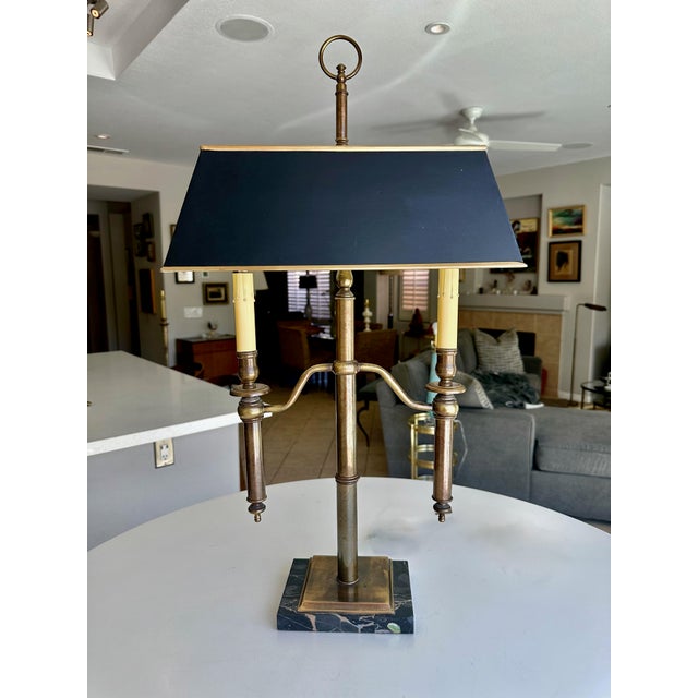 Brass French Directoire Style Bouillotte Tole Table Lamp For Sale - Image 16 of 16