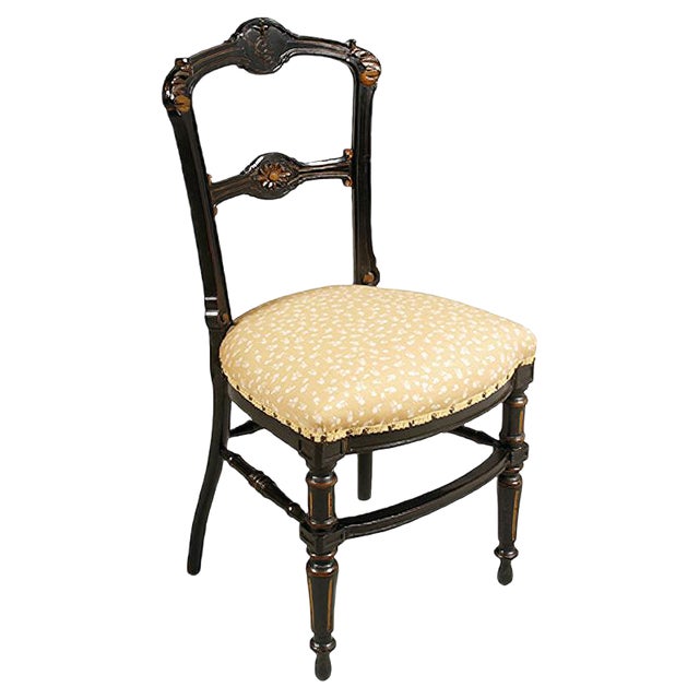 Art Nouveau Ebonized & Hand-Carved Walnut Sculptural Chair by Giacomo Cometti For Sale