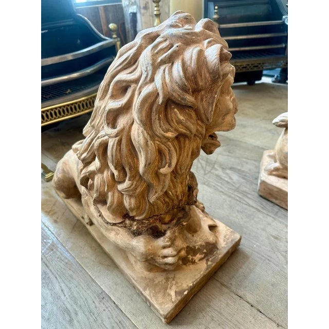Antique Terracotta Lion Sculptures, 1880s, Set of 2 For Sale - Image 10 of 18