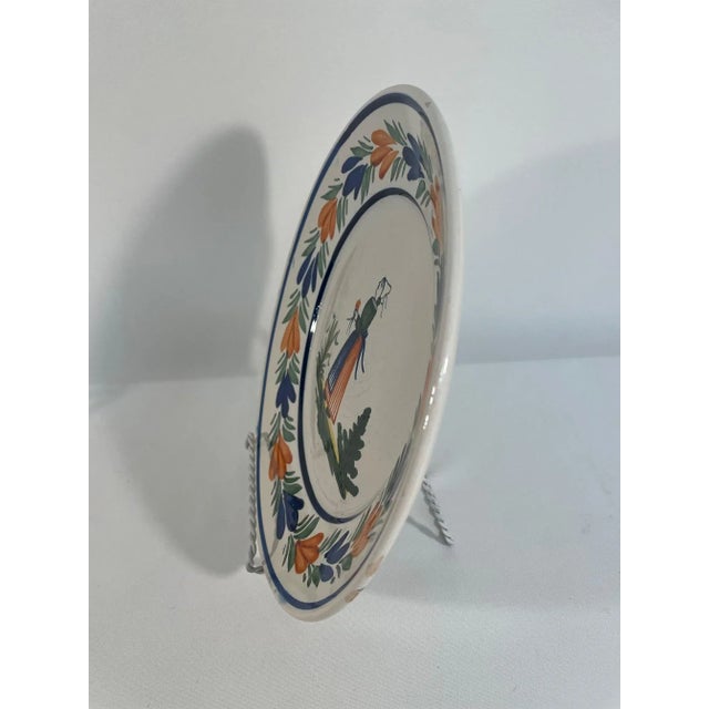 1920s French Quimper Hand Painted Plates - A Pair For Sale - Image 10 of 15