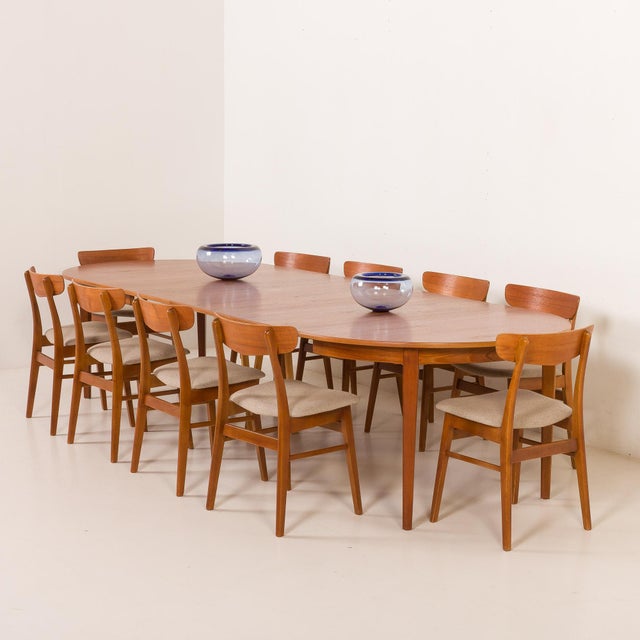 Large Vintage Teak Table with Four Inner Leaves by Henning Kjaernulf for Soro, 1960s For Sale - Image 18 of 18