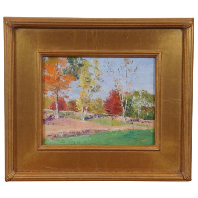 Vintage Susie King Autumn Fall Impressionist Landscape Oil Painting 16" For Sale - Image 11 of 11