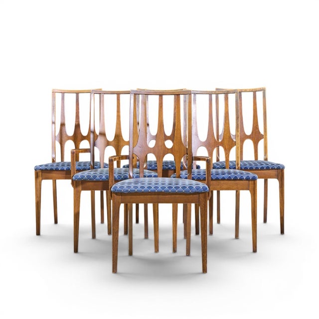 Broyhill Brasilia Mid Century Walnut Dining Chairs - Set of 6 Each armless chair measures: 20 wide x 22 deep x 38 high,...