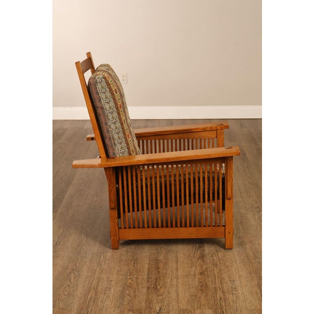 Stickley Mission Collection Oak Compact Morris Chair With Loose Cushions For Sale - Image 18 of 18