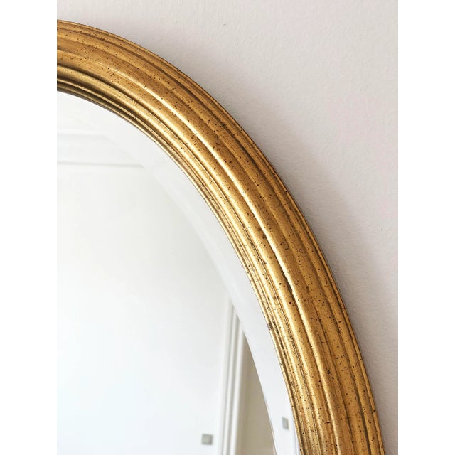 Hollywood Regency Pair of Vintage Deknudt Giltwood Oval Beveled Mirrors – Hollywood Regency, Belgium, 1970s For Sale - Image 3 of 13