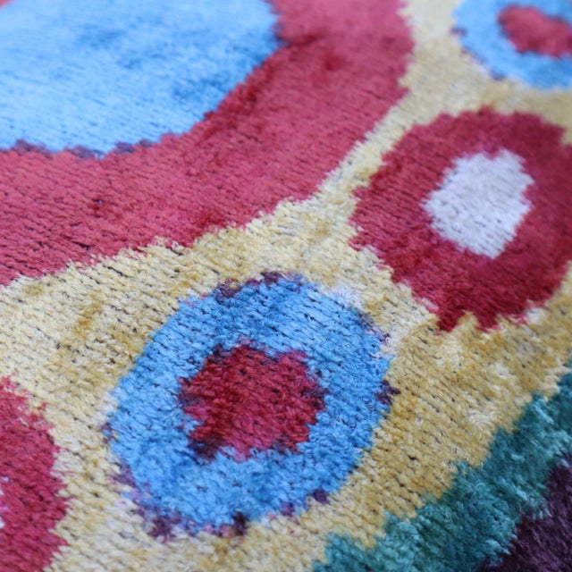 Gold Contemporary Multi Color Geometric Velvet Throw Pillow & Down Insert For Sale - Image 8 of 13