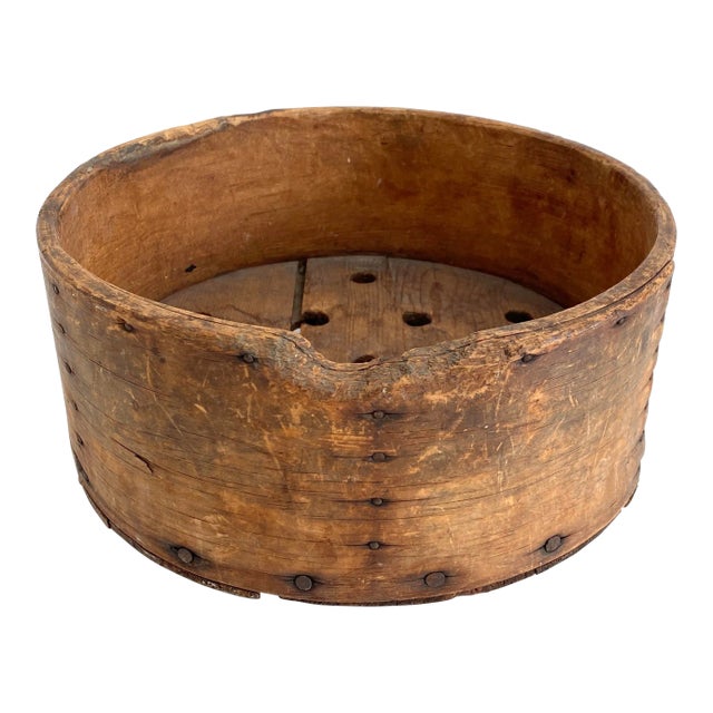 Rare French Wood Faisselle Cheese Mold For Sale