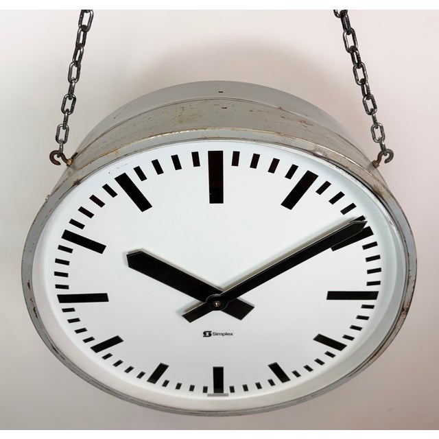 Large Industrial Double Sided Factory Clock from Simlex, 1960s For Sale - Image 4 of 18