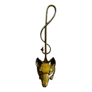 Antique Brass Fox & Riding Crop Doorstop
