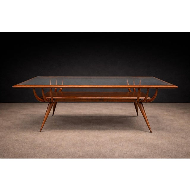 1950s Coffee Table in Caviuna Wood & Glass, Giuseppe Scapinelli, 1950s For Sale - Image 5 of 9
