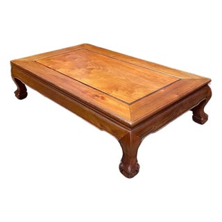 Vintage Solid Walnut Rectangular Coffee Table, Cherry Finish, Ball and Claw Legs For Sale