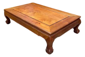 Vintage Solid Walnut Rectangular Coffee Table, Cherry Finish, Ball and Claw Legs