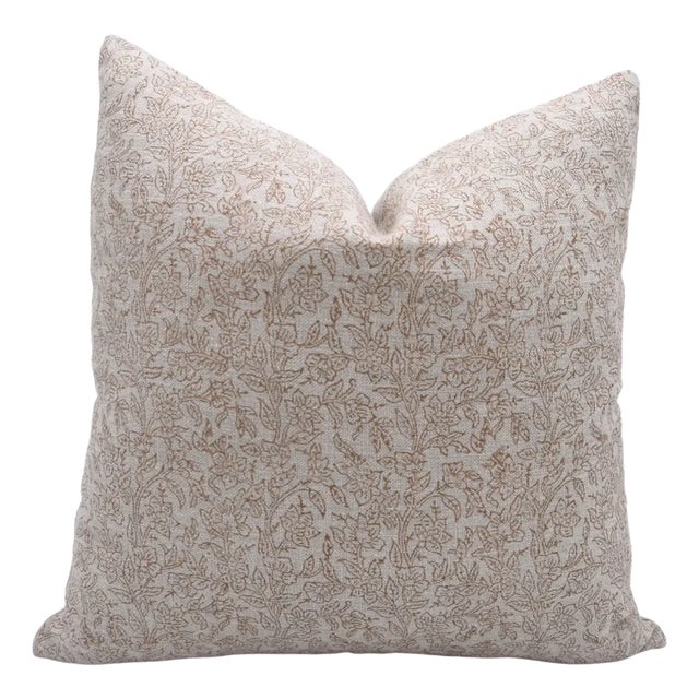 Block Print Custom Pillow Cover 20x20 Inch- Thick Linen - Vishv Jaal For Sale