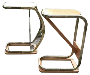 Mid-Century Italian Side Tables with Magazine Rack, 1950s Set of 2