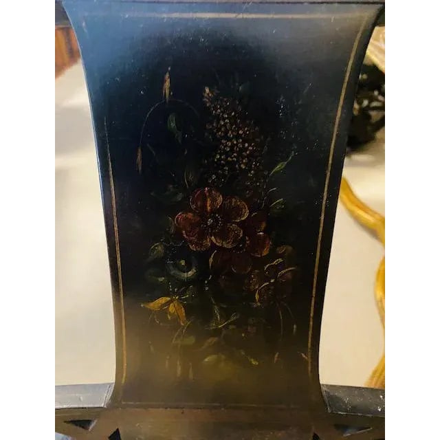 19th C. English Black Painted Settee With Flower Motif For Sale In Los Angeles - Image 6 of 12