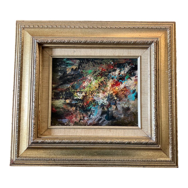 1970’s Vintage Abstract Painting Vintage Frame For Sale