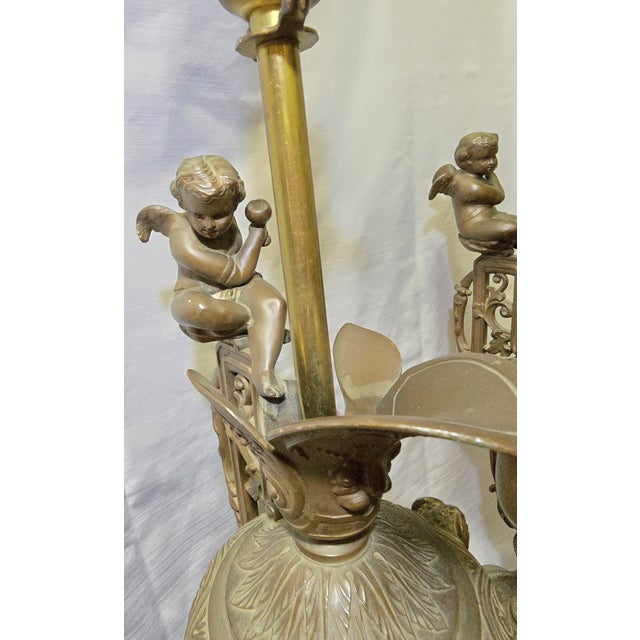 Victorian Vintage Pair of Bronze Urn Table Lamps For Sale - Image 3 of 14