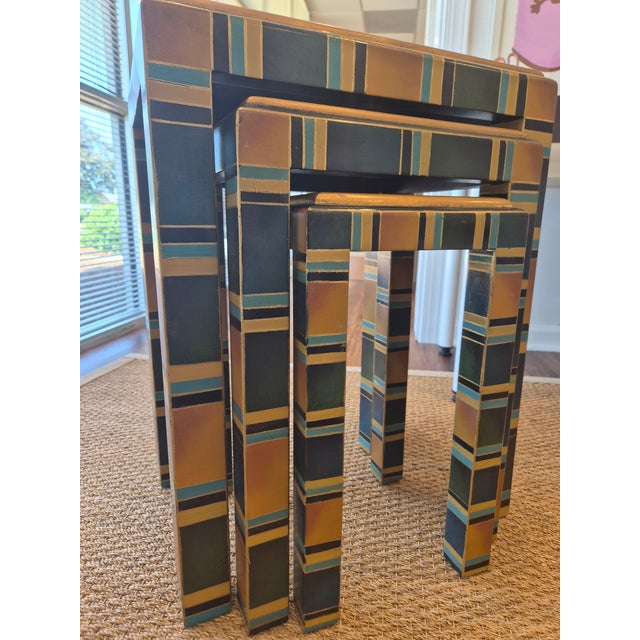 3 Piece Wooden Nesting Table For Sale - Image 4 of 7