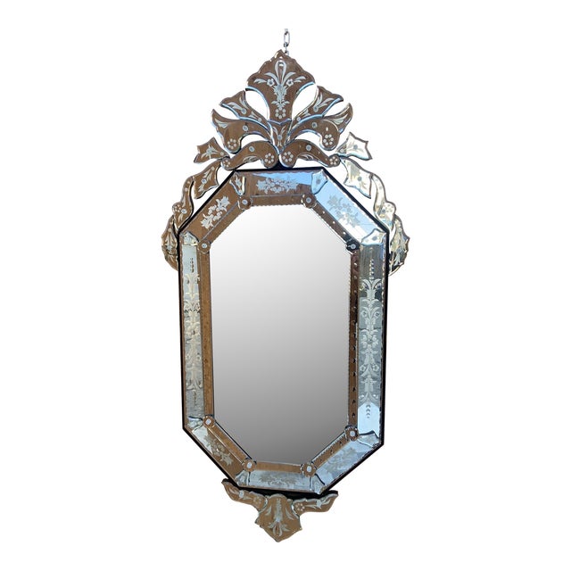 Vintage Etched Glass Wall Mirror Chairish