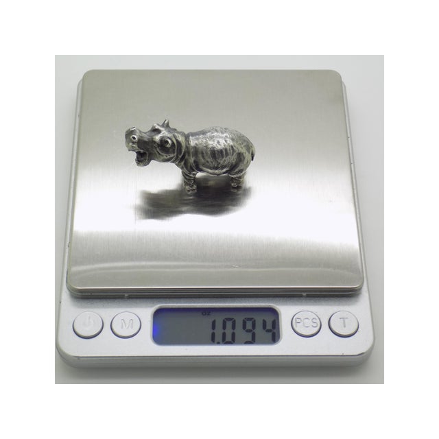 Vintage Italian Handmade Hippopotamus Figurine in Silver, 1960s For Sale - Image 10 of 12