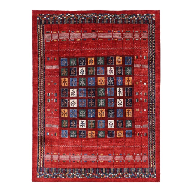 Pasargad DC Red Color Fine Hand Knotted Gabbeh Rug For Sale