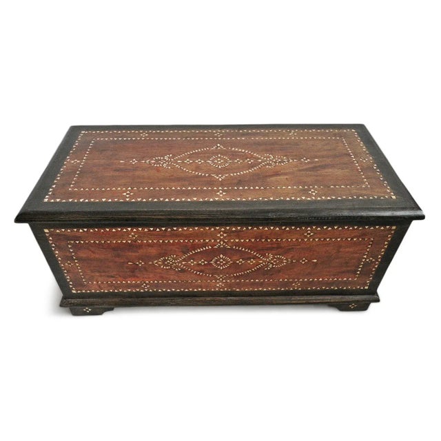 Indian Mid 20th Century Vintage Wood Bali Trunk For Sale - Image 3 of 7