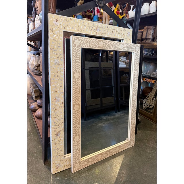Vintage Mother of Pearl Inlay Mirror For Sale In Los Angeles - Image 6 of 6