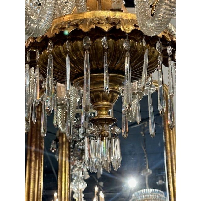 Wood 19th Century Venetian Twist Glass Arm and Giltwood Chandelier For Sale - Image 7 of 14