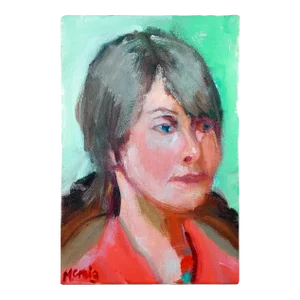 Original Oil Painting on Canvas Portrait Woman Artist Signed