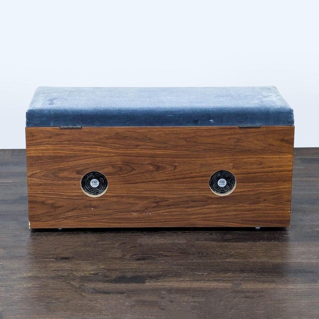 Wood Cb2 Storage Bench With Upholstered Top For Sale - Image 7 of 11
