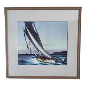 Sandor Bernath Original 1892-1984 Signed Large Nautical Sailboat Watercolor Painting, Framed