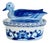 Late 20th Century Chinoiserie Porcelain Duck Tureen in Blue and White For Sale