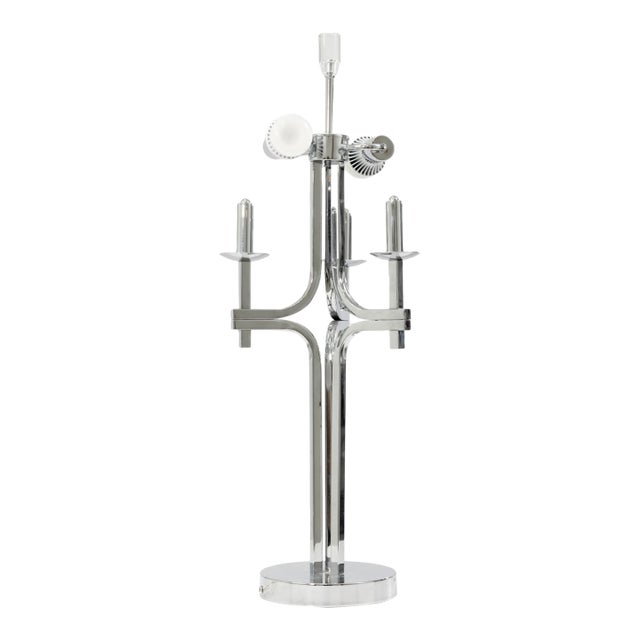 Gaetano Sciolari Style Polished Chrome Table Lamp 20th Century Modern Lighting For Sale