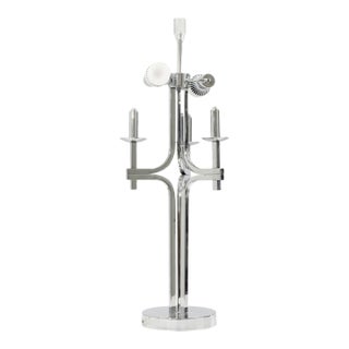 Mid 20th Century Modern Gaetano Sciolari Style Polished Chrome Table Lamp For Sale