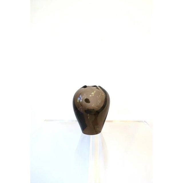 Mid-Century Modern Moser Style Organic Smokey Art Glass Vase, Czech For Sale - Image 3 of 12