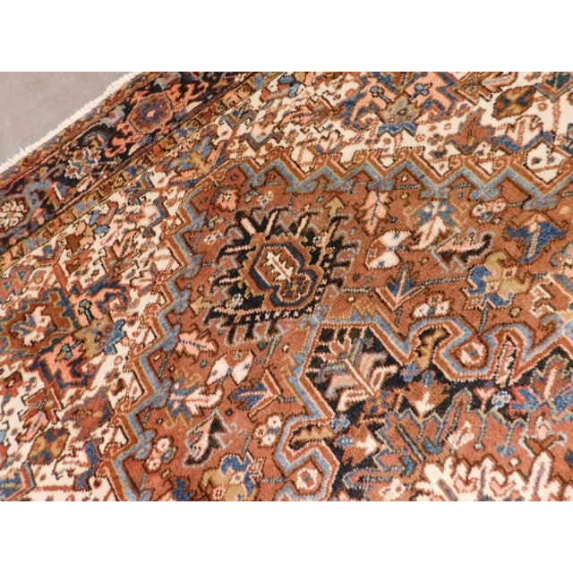 1950s Hand Knotted Vintage Persian Heriz Rug 9'9"x 7'9" For Sale - Image 5 of 13