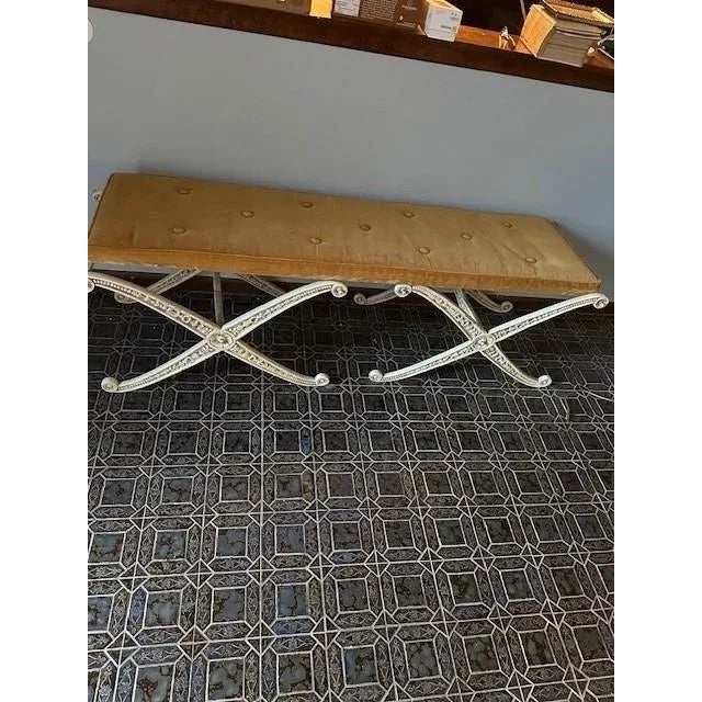 French Provincial Vintage 1960's Hollywood Regency French Style Bench, Ottoman or Footstool For Sale - Image 3 of 7