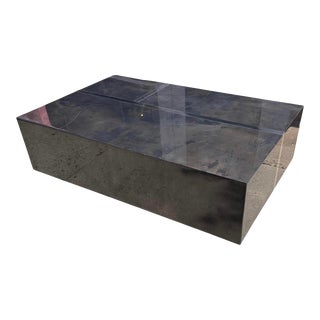 Modern Ej Victor Rivoli Goatskin & Metal Designer Cocktail Coffee Table For Sale
