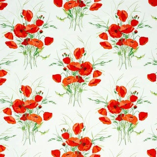 Schumacher Joni Fabric Chintz in Red For Sale
