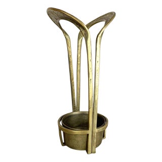 Hollywood Regency Brutalist Brass Umbrella Stand, Italy, 1970s For Sale
