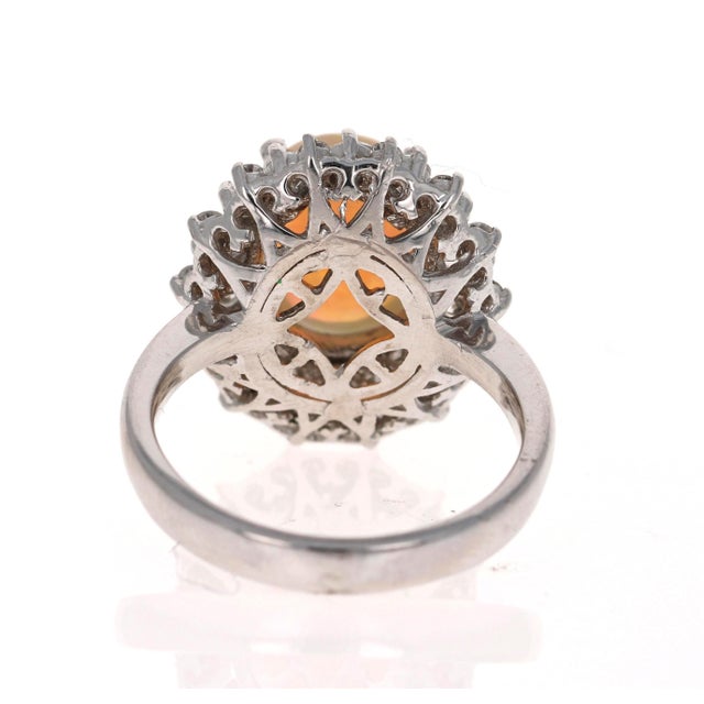 4.04 Carat Opal Diamond 14 Karat White Gold Cluster Ring, Size 7 For Sale - Image 4 of 4