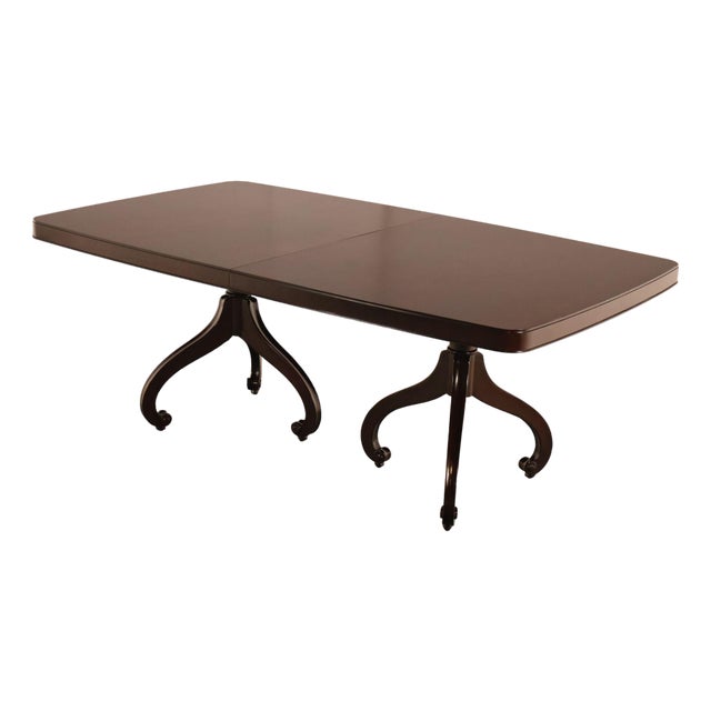 Thomasville Transitional Style Double Pedestal Mahogany Dining Table For Sale