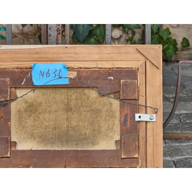 Farmhouse Continental Oil Painting of Two Dogs in Courtyard, circa 1900 - Gilt Frame For Sale - Image 3 of 12